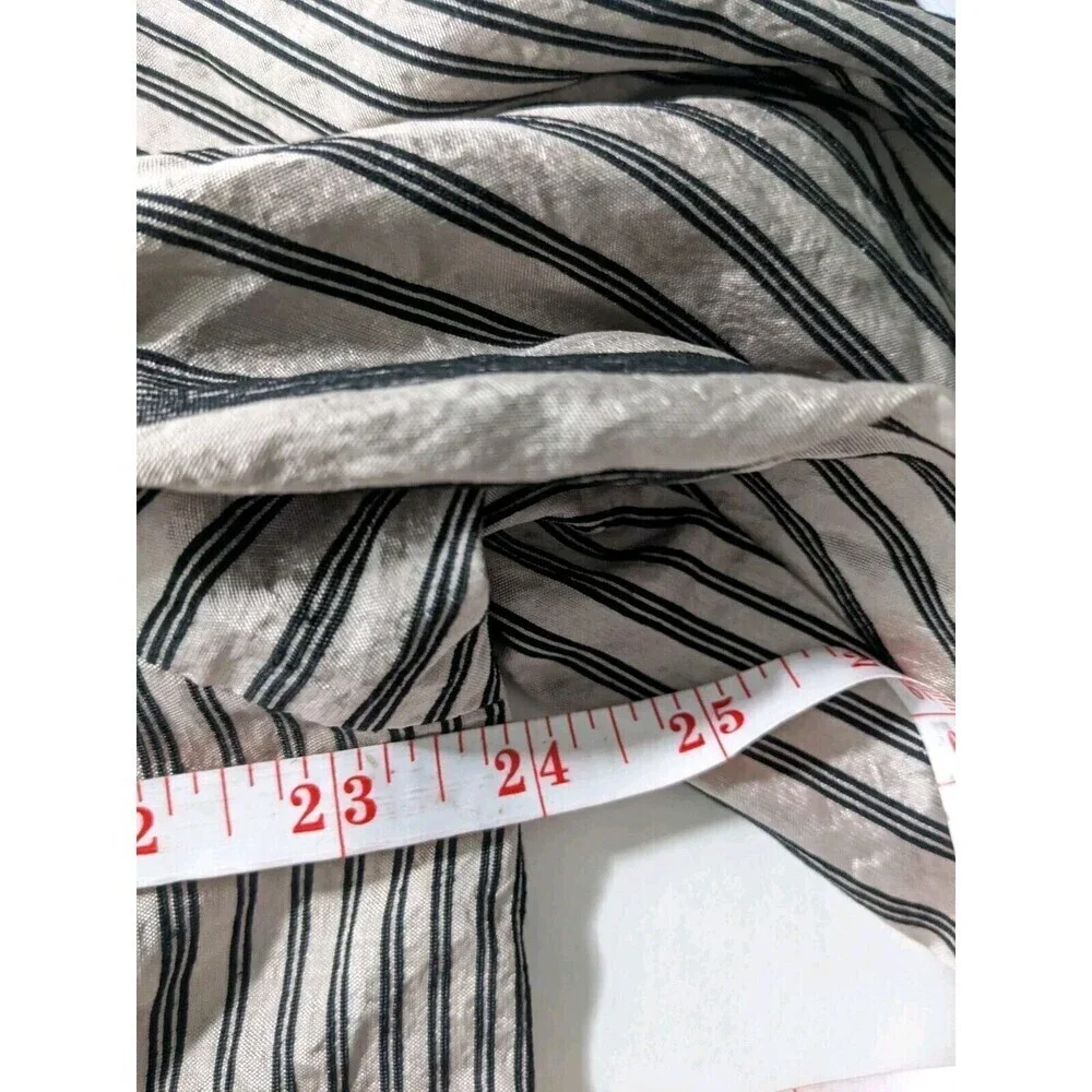 Chico's Womens Shirt 3 Large Golden Striped Button Up Long Sleeve Silk Blend N24 - Picture 5 of 7